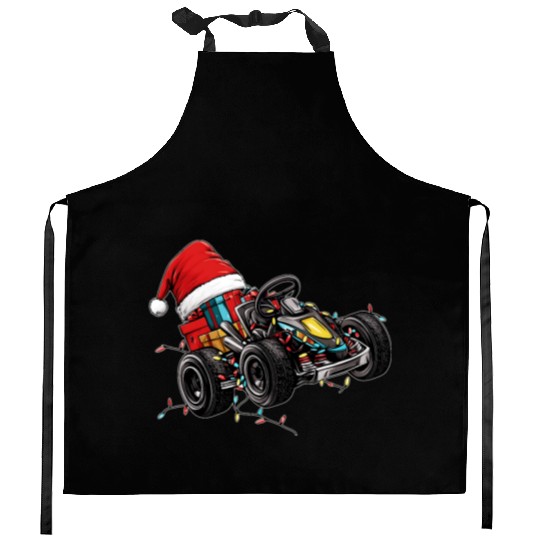 Go Kart Racing Karting Go Kart Racer Christmas Hat Kitchen Aprons