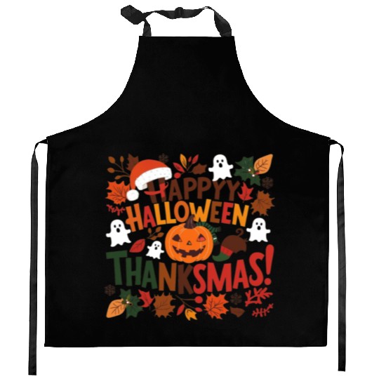 Happy Halloween Thanksmas Kitchen Aprons