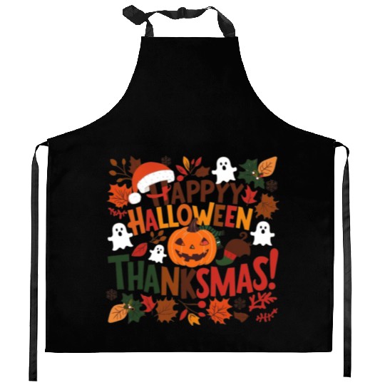 Happy Halloween Thanksmas Kitchen Aprons