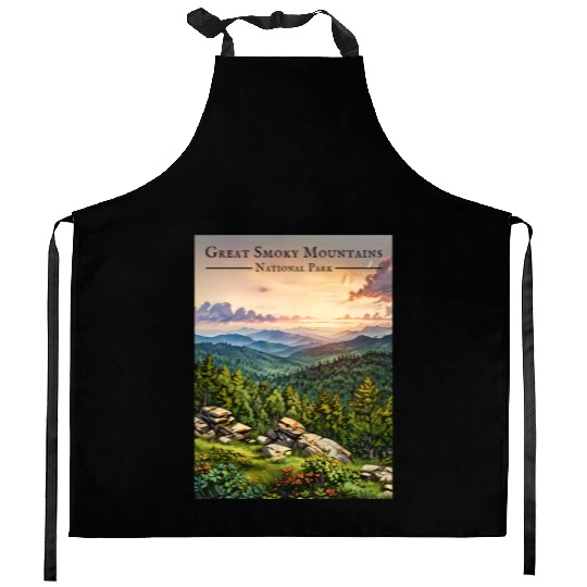 Sunset Serenity - Great Smoky Mountains Kitchen Aprons