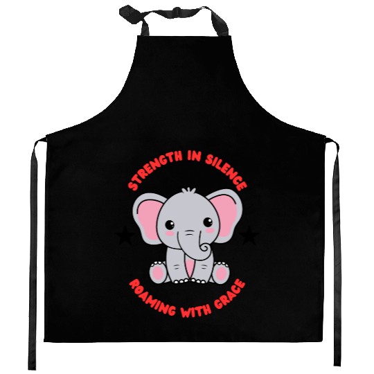 Silent Grief: The Mourning Elephant Kitchen Aprons
