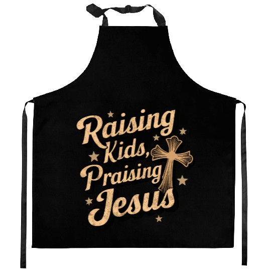 Raising Kids Praising Jesus Christian Faith Kitchen Aprons