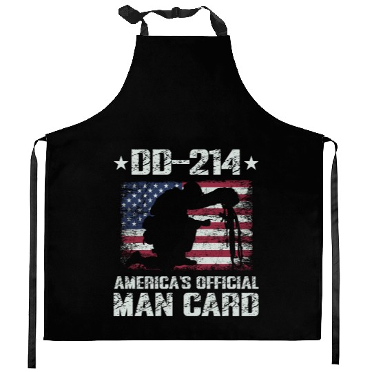 DD-214 America's Official Man Card Veteran Pride Kitchen Aprons
