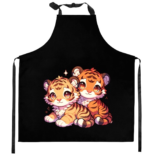 Adorable Baby Tiger Cubs Artwork - Cute and Kitchen Aprons