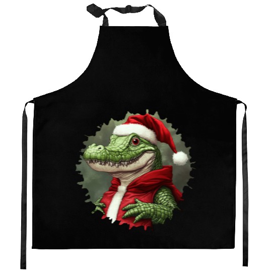 Crocodile Santa Claus Kitchen Aprons