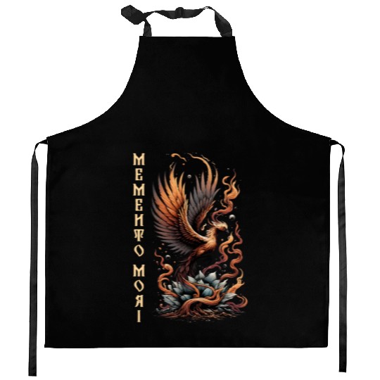 Memento Mori Phoenix Rebirth Fire Art Design Kitchen Aprons