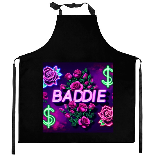 BADDIE in Neon Pink Kitchen Aprons