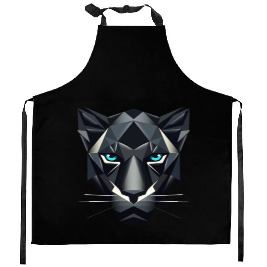 Geometric Black Panther - Power and Elegance Kitchen Aprons