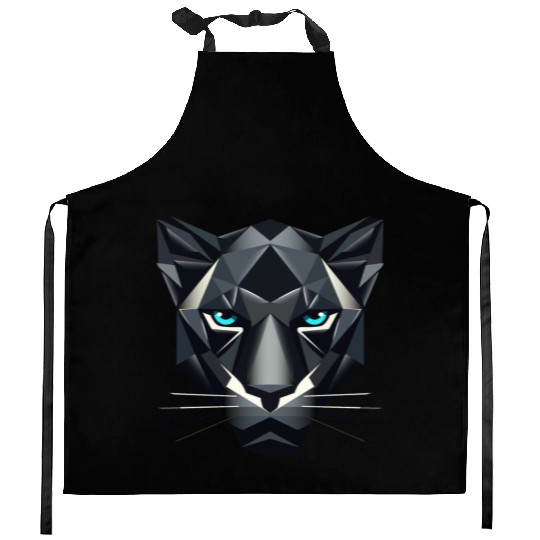 Geometric Black Panther - Power and Elegance Kitchen Aprons