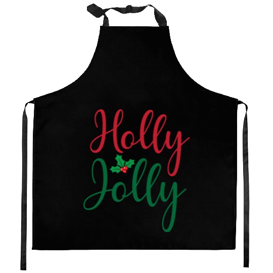 Christmas Holly Jolly Sticker Kitchen Aprons