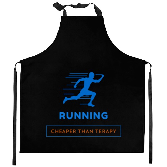 Running: Cheaper Than Therapy Fitness Running Kitchen Aprons
