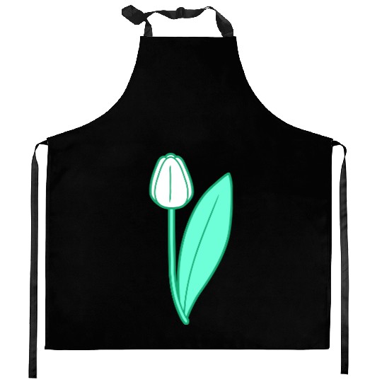 White Tulip Beautiful Flower Pretty Spring Summer Kitchen Aprons