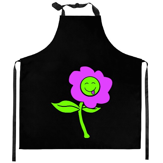 Purple Flower Spring Summer Nature Funny Face Fun Kitchen Aprons