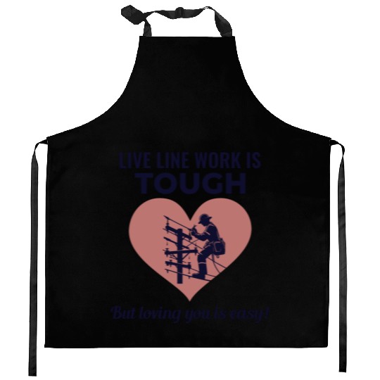 Lineman Valentine Live Line Work Love Romance Kitchen Aprons