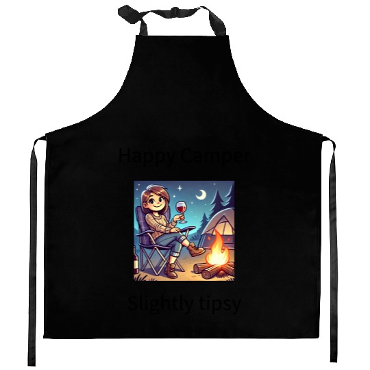 Happy camper slightly tipsy design Kitchen Aprons