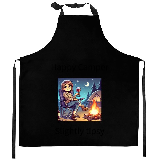 Happy camper slightly tipsy design Kitchen Aprons