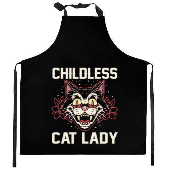Childless Cat Lady Kitchen Aprons