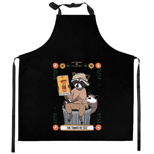 Raccoon Tarot Humor The Hanged Snack Card Kitchen Aprons