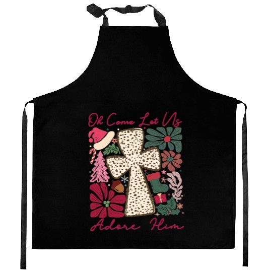 Oh Come Let Us Adore Him Funny Chrismas Jesus Kitchen Aprons