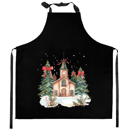 Oh Come Let Us Adore Him Funny Chrismas Jesus Kitchen Aprons