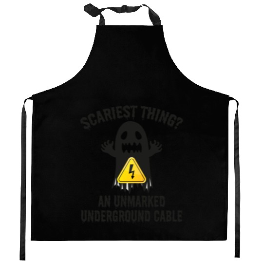 Lineman Halloween Scary Electrician Funny Humor Kitchen Aprons