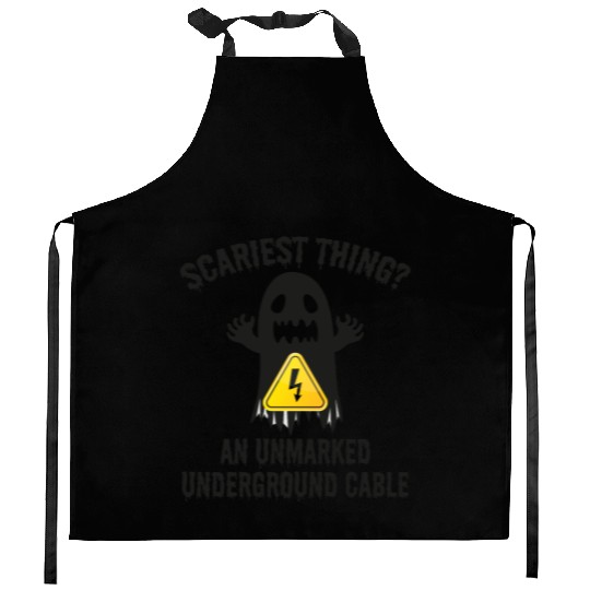 Lineman Halloween Scary Electrician Funny Humor Kitchen Aprons