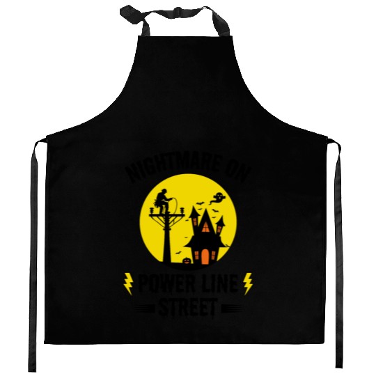 Nightmare on Power Line Street – Lineman Halloween Kitchen Aprons