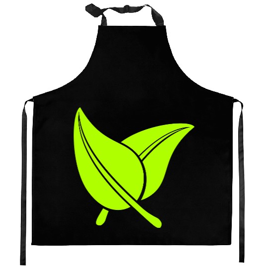 2 Green Beautiful Leaves Eco Spring Summer Nature Kitchen Aprons