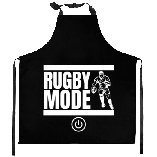 Rugby Mode On Funny Rugby Player Kitchen Aprons
