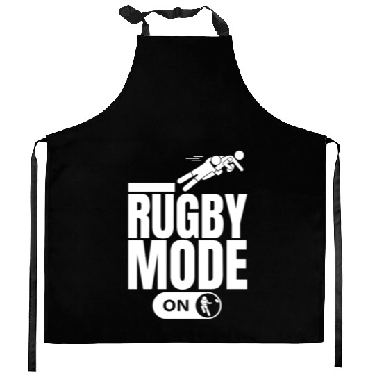 Rugby Mode On Funny Rugby Player Kitchen Aprons