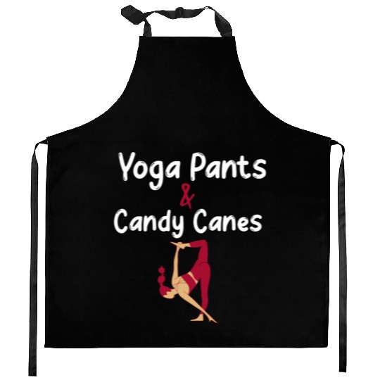 Yoga Pants & Candy Canes Christmas Yoga Kitchen Aprons