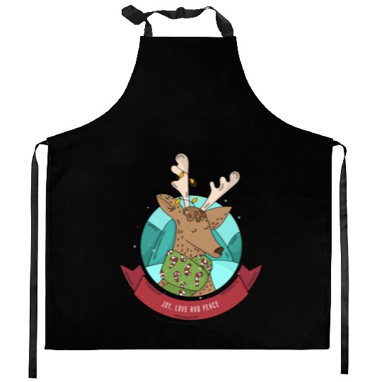 Cozy Reindeer Christmas Cheer Kitchen Aprons