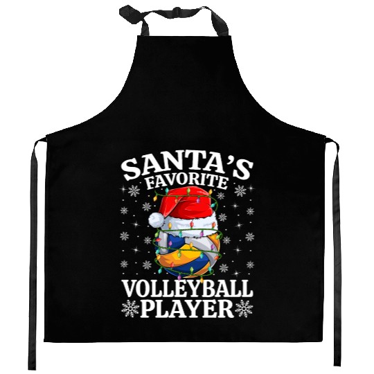 Santa's Favorite Volleyball Player Kitchen Aprons