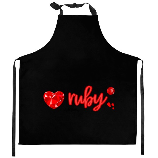 Ruby gemstone jewel Kitchen Aprons