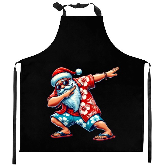 Celebrate Tropical Dab Santa Fun Christmas Beach Kitchen Aprons