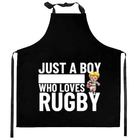 Rugby Player Just A Boy Who Loves Rugby Kitchen Aprons