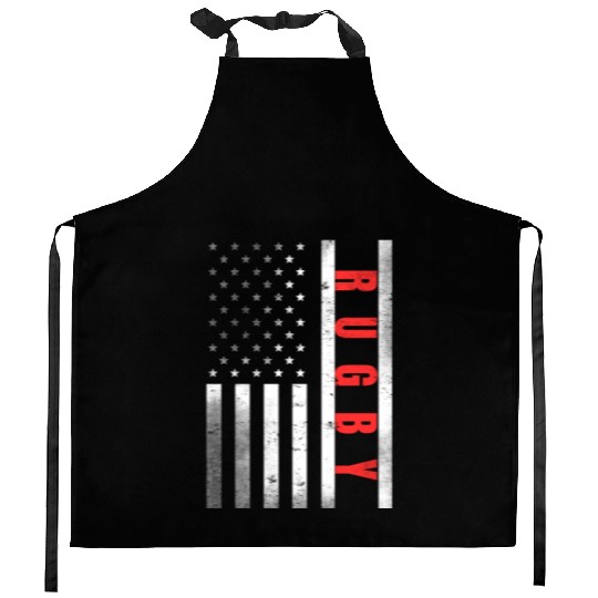 Rugby Player Vintage US Flag Proud Rugby Kitchen Aprons
