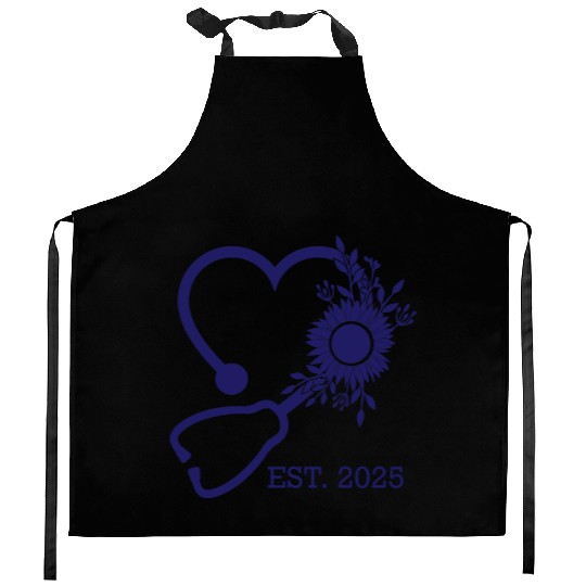 NAVY STETH FLOWER Kitchen Aprons