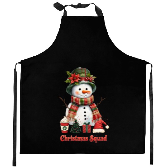 Snowman Christmas Family Gathering Kitchen Aprons