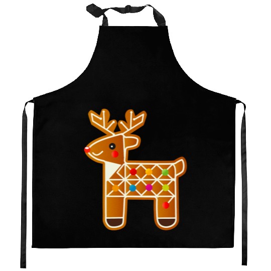 Reindeer in gingerbread design for Christmas Kitchen Aprons