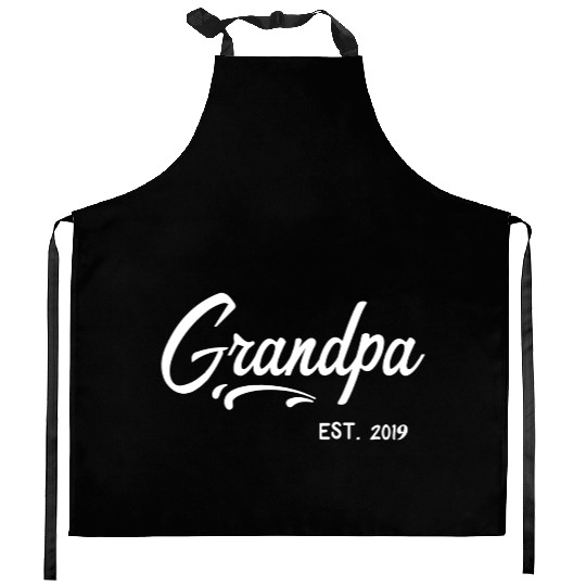 Grandparents Grandpa Established 2019 Grandfather Kitchen Aprons