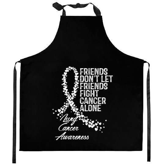 Lung Cancer Awareness Friends Fighter Support Kitchen Aprons