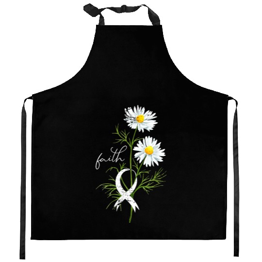 Lung Cancer Month Fight Support White Ribbon Kitchen Aprons