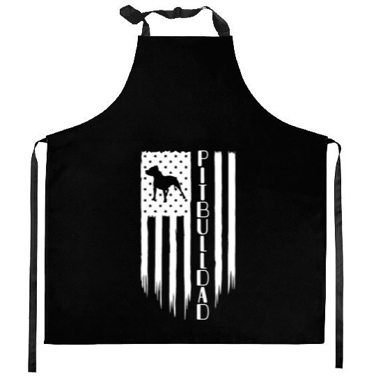Dog Dad Kitchen Aprons, Pitbull Dad, American US Flag Gi