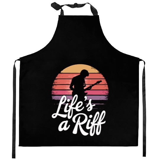 Guitar Player Life's a Riff Sunset Vibes Kitchen Aprons