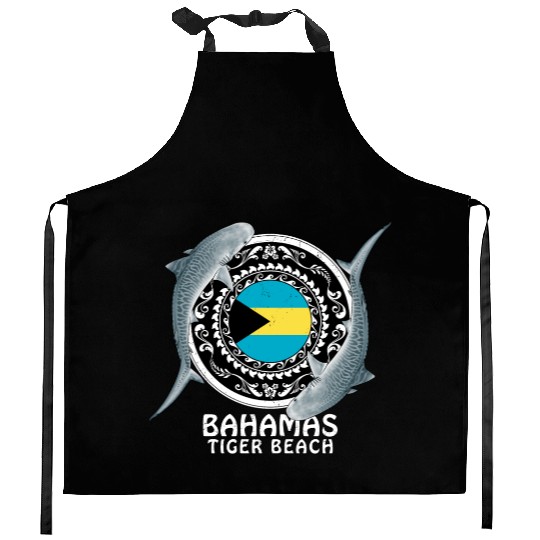 Tiger Beach Bahamas Flag Tiger Shark Bull Shark Kitchen Aprons