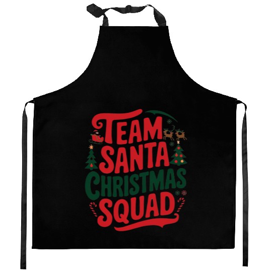 Team Santa Christmas Squad Festive Holiday party Kitchen Aprons