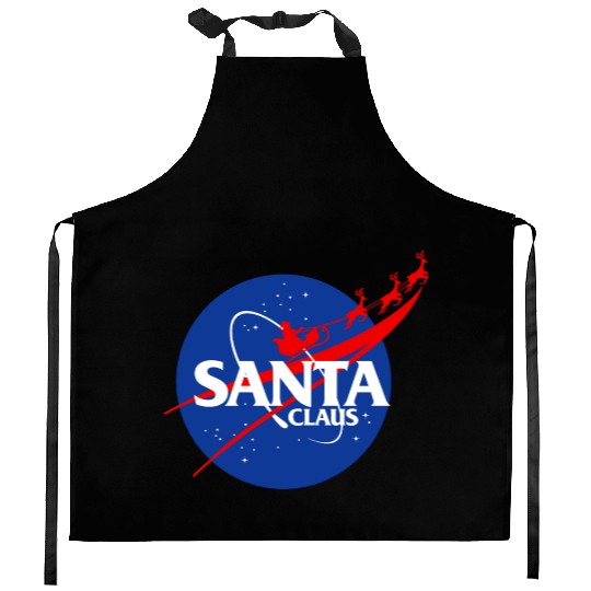 Santa claus funny parody nasa Kitchen Aprons
