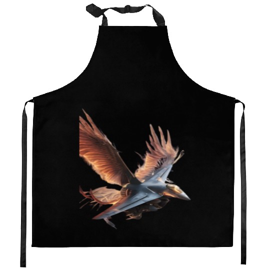 Sky Fighter with Phoenix Wings" Kitchen Aprons