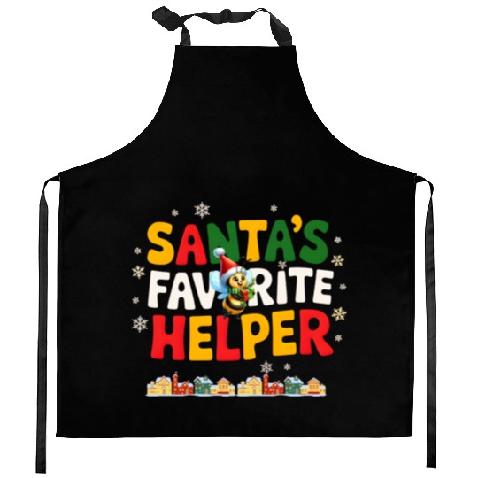 Little Bee Santa s Little Helper with Snowflakes Kitchen Aprons